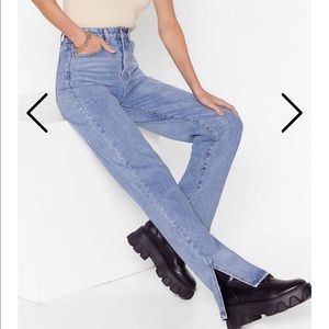 NWT Nasty Gal split straight leg jeans